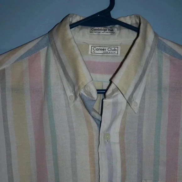 Vintage Career Club Short Sleeve Large Pastel Button Down Shirt - Picture 5 of 14